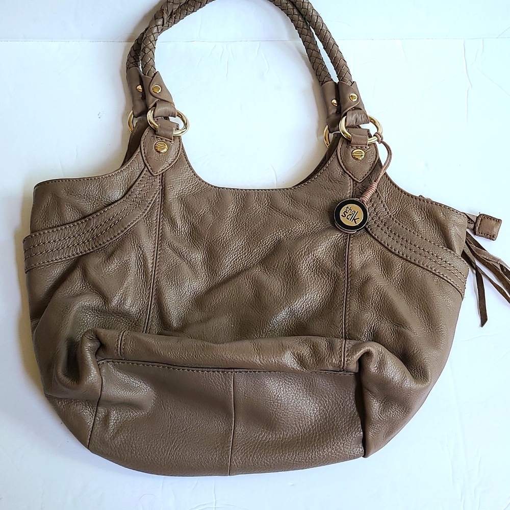 The Sak sand brown cloth interior pockets shoulder bag purse
